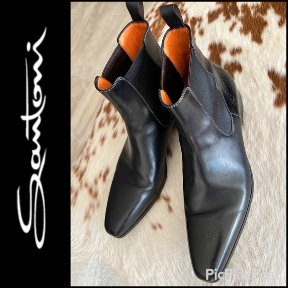 Santoni Other - Santoni Mens Leather Chelsea Boots Perforated Gore EUC Italian 9 US 10 #Holiday